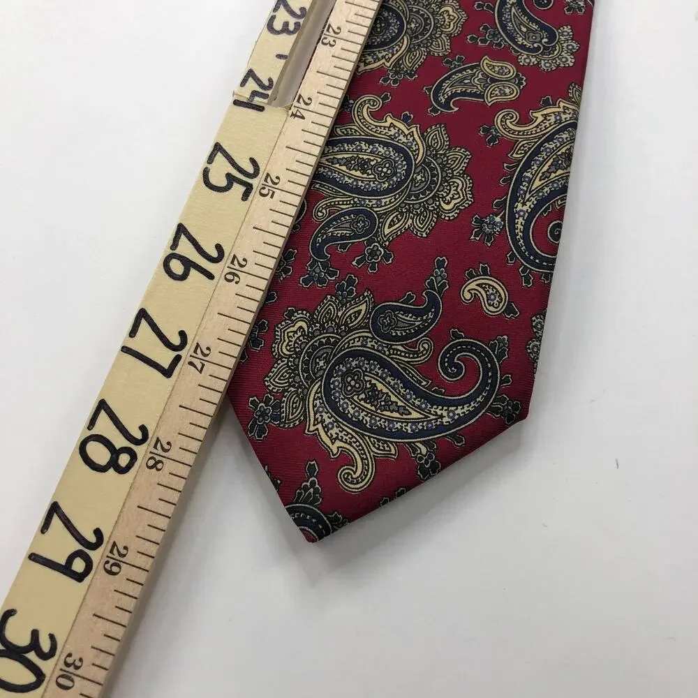 Liberty 100% Silk Neck Tie Men’s Paisley Red 57-in By 3.25 In